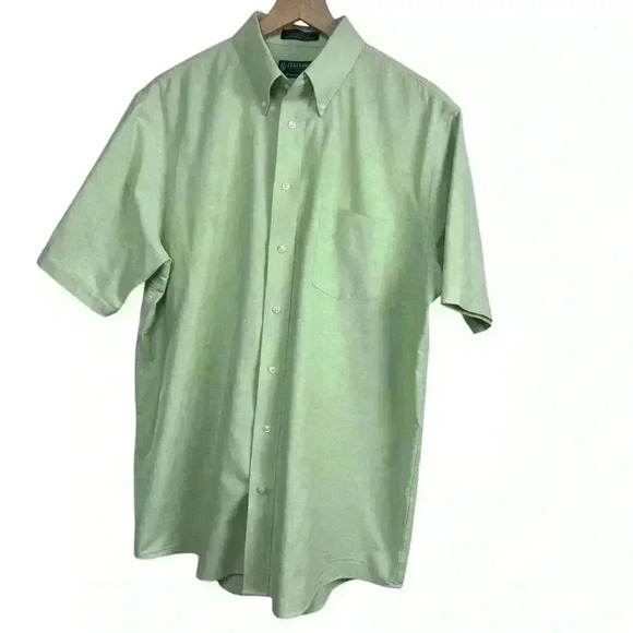 Stafford Essentials Cotton Blend Oxford Green Classic Fit | Size 16 1/2 - Picture 1 of 7